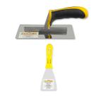 Desempenadeira Rígida de Aço Inox 20x8cm Com Espátula Flexível Evolution Construção Civil Acabamento Resistente Lâmina Maleável Bordas Arredondadas