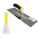 Desempenadeira Rígida de Aço Inox 35x11cm Com Espátula Flexível Evolution Construção Civil Acabamento Resistente Lâmina Maleável Bordas Arredondadas