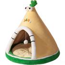 Desenho de casa de tenda para animais de estimação com olhos grandes, pelúcia, amarelo Desenho de casa de tenda para animais de estimação com olhos grandes, pelúcia, amarelo