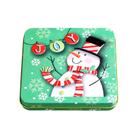 Design de boneco de neve de Natal em caixa de lata 10,5x10,5x1,5 cm