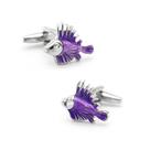Design de cuff Links Purple Fish para homens em cobre Design de cuff Links Purple Fish para homens em cobre