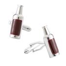 Design de garrafa de vinho banhada a prata Cuff Links para homens