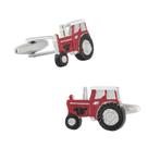 Design de trator vermelho Cuff Links para homens, esmalte e metal