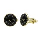 Design elegante de relógio Cuff Links para homens em preto e dourado