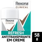 Desodorante Antitranspirante Rexona Clinical Creme Invisível Refresh 58g