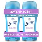 Desodorante antitranspirante Secret Invisible Solid Clean Lavender