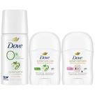 Desodorante de viagem Dove para mulheres, pacote com 3 variedades Advanced Care Invisible, Cool Essentials Mini, spray de pepino e chá verde