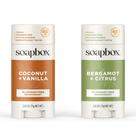 Desodorante sem alumínio Soapbox, pacote com 2 unidades, 75 g de coco, baunilha e bergamota cítrica