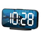 Despertador digital ALANAS com alarmes duplos, despertadores de quarto com LED espelhado para crianças, brilho ajustável, soneca, 2 portas USB para carregamento de celular, tela de 12/24 horas.
