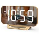 Despertador Digital Espelhado Slim Peakeep Estético Dourado