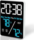 Despertador Digital LED com Dimmer E 2 Alarmes Modernos para Casa, Azul Digital Branco Moderno Relógio Temperatura Umidade Relógio de Mesa