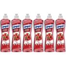 Detergente Gel Limpol 400ml Kit C/6 Cereja Hibisco Alta Performance na Limpeza Desengordurante