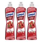 Detergente Limpol Gel Cereja e Hibisco 400ml Kit 3 Unidades Limpeza Eficiente
