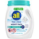 Detergente para roupa All Mighty Pacs Free Clear Odor Relief 56
