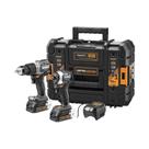 Dewalt Combo de Parafusadeira e Furadeira de Impacto ½ Polegadas e Parafusadeira de Impacto de ¼ Polegadas, Ferramenta com Bateria e Maleta de Ferramentas, Modelo Dck200me2gt, 20v