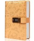 Diário de couro Lock Diary Yoment com cadeado para meninas amarelo