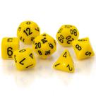 Dice Chessex Opaque, 7 unidades, amarelo/preto