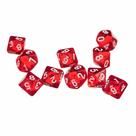 Dice D10 poliédrico de 10 lados, acrílico, 10 peças - vermelho
