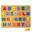 Didaticos Aprenda Brincando Cores e ALfabeto DM Toys Jogo de Encaixar em Madeira Brinquedo Educativo