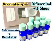 Difusor Via Aroma Led+5 Essência Óleo Essencial Aromaterapia