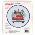 Dimensões do kit Cross Stitch Red Truck Gnomes 15 cm