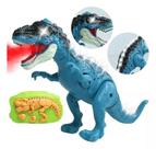 Dinossauro Brinquedo Solta Fumaça Controle Remoto Anda T-rex Azul Dinossauro Brinquedo Solta Fumaça Controle Remoto Anda T-rex Azul
