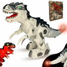 Dinossauro de Brinquedo T-Rex Robo Anda Emite Som Luz LED Branco