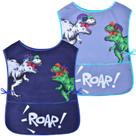 Dinossauro infantil Art Smock Fiodrimy à prova d'água de 2 a 7 anos, pacote com 2