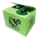Dinossauro monstro do cofrinho roubando dinheiro para crianças