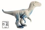 Dinossauro Velociraptor na Cinta Cometa Brinquedo Jurassico de Vinil Cinza Macio Recreativo para Criancas