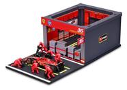 Diorama Garagem de Pit-Stop Ferrari SF24 - Charles Leclerc 16 - 1/43 - Formula 1 2024 - Bburago