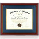 Diploma Frame Minesaxel 14x17 cm com tapete azul para 16x20 cm