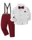 Disaur Toddler Boy Outfit, camisa de gravata borboleta, suspensor 18-24M