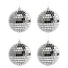 Disco Ball Haploon, 10 cm, prata reflexiva, pendurada em 4 peças