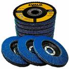 Disco de Lixa Flap 4.1/2 POL 115 MM Aço Inox Grão 100 Kit com 10 Unidades EVALD EVALD