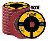 Disco de Lixa Flap 4.1/2 POL 115 MM Aço Inox Grão 60 Oxido de Alumínio Alox Kit 10 Peças EVALD Disco de Lixa Flap 4.1/2 POL 115 MM Aço Inox Grão 60 Oxido de Alumínio Alox Kit 10 Peças EVALD