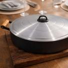 Disco Entrevero Lareira Churrasco Panela Grande Cozinha 50cm Tacho Ferro Tipo Arado para Fogareiro Com Tampa Com Borda e Alça Peixe Bife Picanha