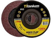Disco Flap De Óxido De Alumínio De 4.1/2 Pol. Grão 60 - Titanium Disco Flap De Óxido De Alumínio De 4.1/2 Pol. Grão 60 - Titanium