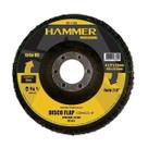 Disco Flap Profissional 115x22,2mm Grão 80 Furo 7/8" RPM 13.300 5 KS Série Premium Fibra de Vidro Hammer GYDF1180