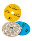 Discos de polimento PANFREET 4" diamantados, úmidos e secos, 3 etapas