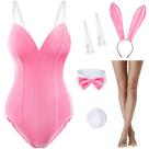 Disfraz de Mujer de Conejita de Terciopelo Wannsee 2XL Rosa Set