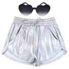 Disfraz Mujer Alien Metálico Plateado Shorts Disfraz Disco Años 80