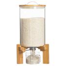 Dispensador de arroz HBlife Glass 8L com suporte de madeira e copo medidor