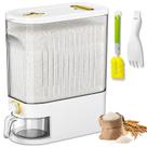 Dispensador de arroz Lenwi de 10 kg para armazenamento grande de alimentos secos branco