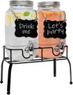 Dispensador de bebidas de vidro Estilo, conjunto de 2 3,8 L com suporte