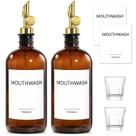 Dispensador de enxaguatório bucal TOLDATLI Amber Glass 500 mL com copo, pacote com 2 unidades Dispensador de enxaguatório bucal TOLDATLI Amber Glass 500 mL com copo, pacote com 2 unidades