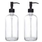 Dispensador de sabão CHBJDAN, vidro transparente espesso, 480 ml, pacote com 2