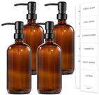 Dispensador de sabão GMISUN Amber Glass 500mL com bomba de aço inoxidável Dispensador de sabão GMISUN Amber Glass 500mL com bomba de aço inoxidável