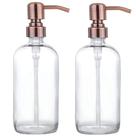 Dispensador de sabão, pacote com 2 unidades, vidro transparente espesso, 480 ml com bomba