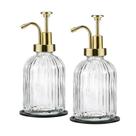 Dispensador de sabão SheeChung Clear Glass 350 ml com bomba, pacote com 2 unidades